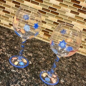 Colorful Chanukah Wine Glasses